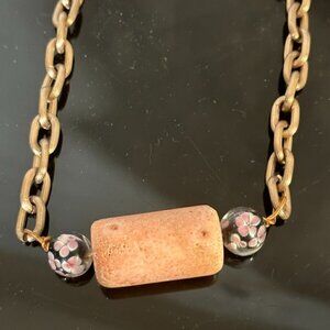 Coral Natural Untreated Floral Beads Chain Necklace Boho Gift Bohemian Hippie